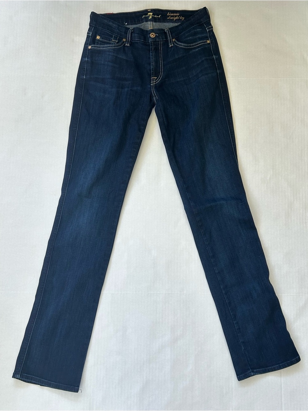 7 For All Mankind Kimmie Straight Leg Dark Blue Wash Size 27